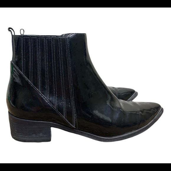 MARK FISHER LTD Yommi Patent Leather Pull On Chelsea Boots/Booties Black Sz 9.5 - Picture 4 of 13
